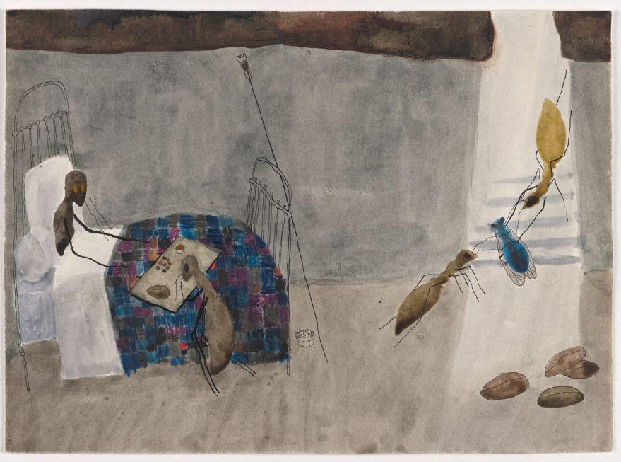 La vie d’une reine Le choix du mâle 1959 Aquarelle et encre de Chine © Adagp, Paris, 2025
