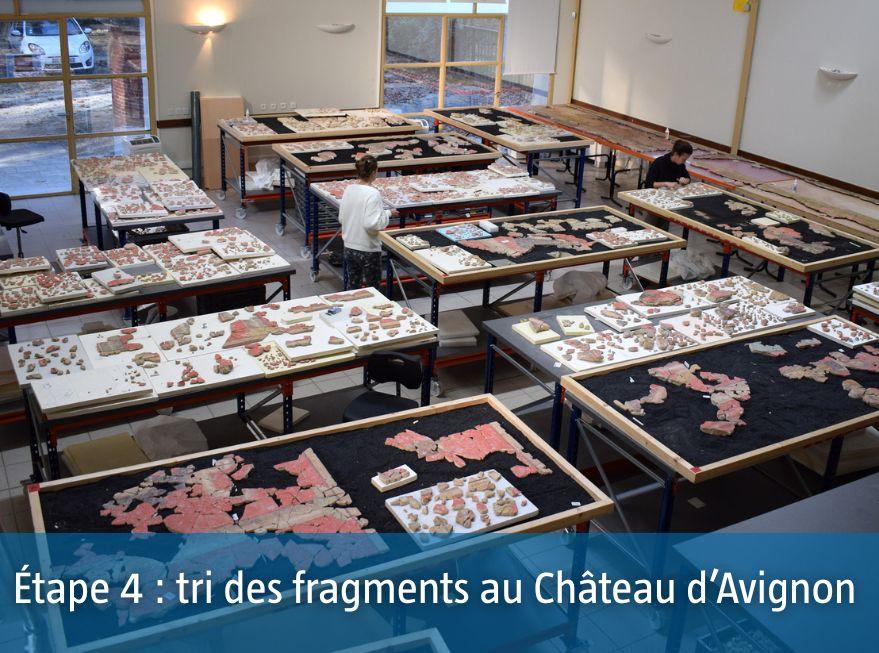 Tri des fragments au Château d'Avignon