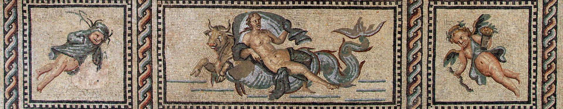 Détail de la mosaïque d'Aiôn, exposée dans le musée. 