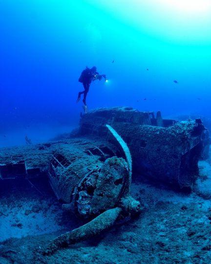 Vue de l’épave du bombardier américain B17 qui s’est abîmé en baie de Calvi (Corse) le 14 février 1944