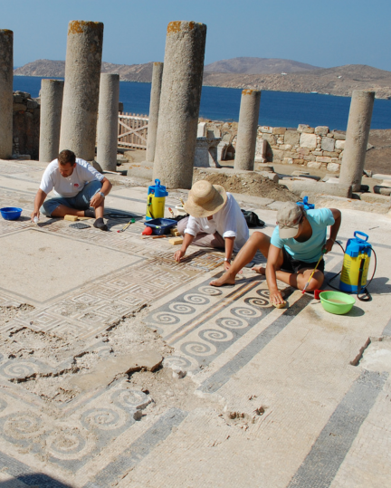Conservation in situ site de Délos, Grèce - Maison de Founi
