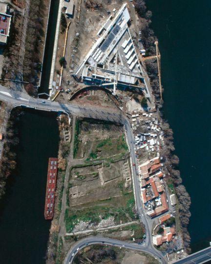 Vue aérienne du musée et sa presqu'île